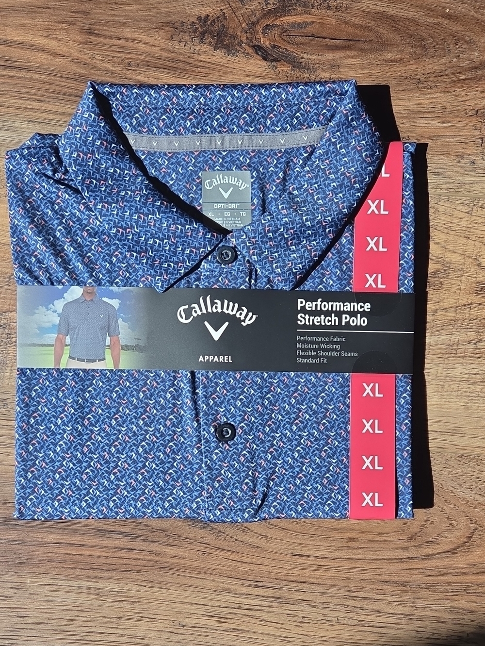 Callaway Men’s Blue Patterned Performance Polo
